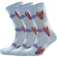 BLS Organic BLS Organic 3er Pack GOTS zertifiziert Damensocken mit Korallenmuster, Blau, – Produktbild 1 von 1