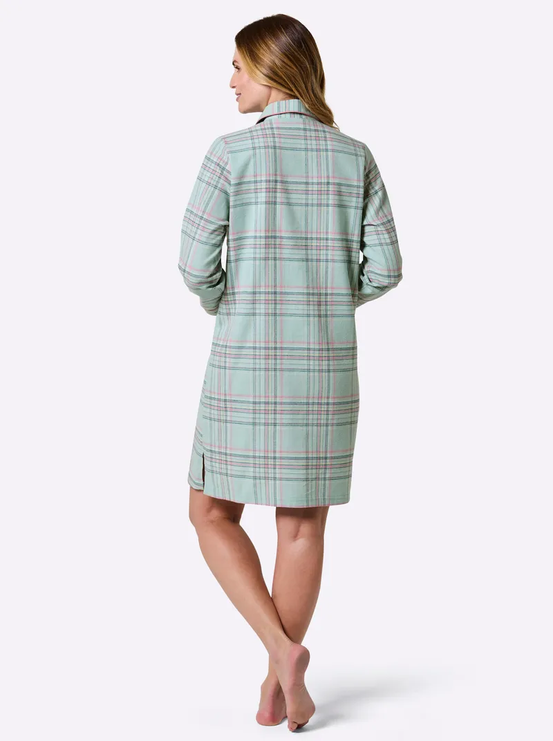 wäschepur Sleepshirt kalkmint-altrosa-kariert, Kalkmint-altrosa-kariert, – Produktbild 2 von 2