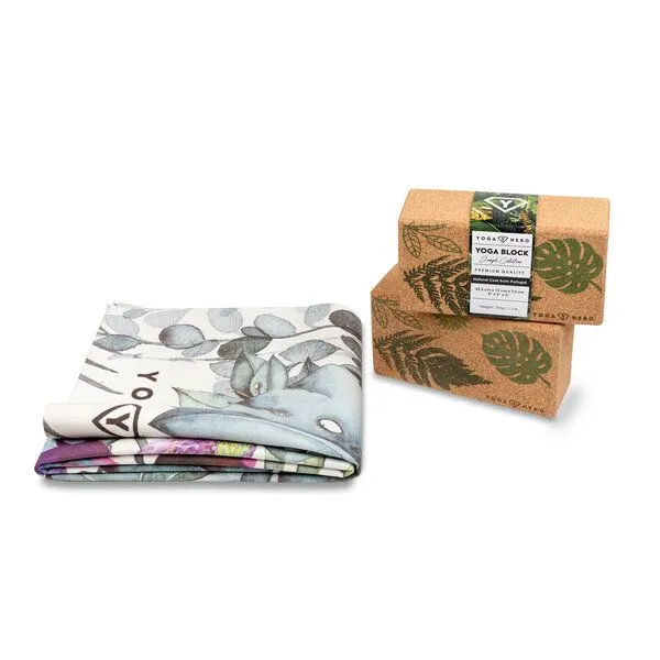 Yoga Hero Yoga Hero Reise Yoga Set: Reise-Yogamatte + 2 Yogablöcke, Jungle, – Produktbild 2 von 3