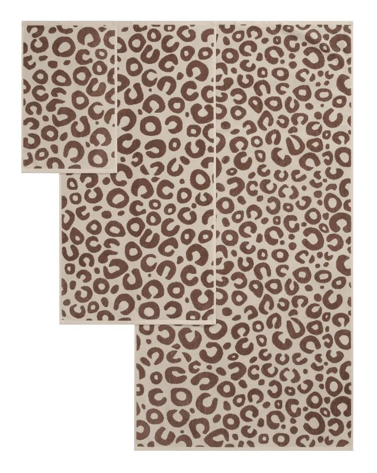 OTTO home Handtuch Set Anna Leopardenmuster, 8-tlg Handtuch-Set, 100% Baumwolle, Frottiervelours (Set, 8-St), Duschtücher, Handtücher und Gästetücher, weich, Braun, – Produktbild 5 von 8