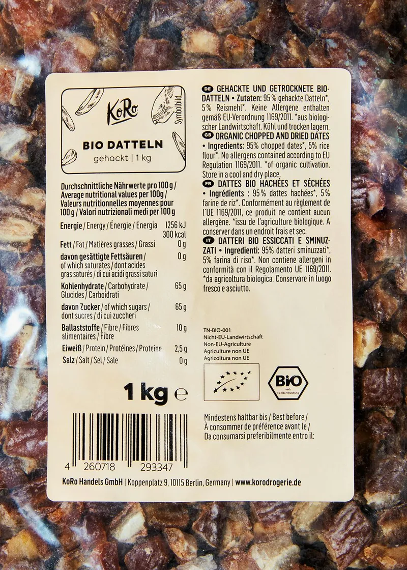 KoRo Gehackte Bio Datteln 1 kg – Produktbild 4 von 5