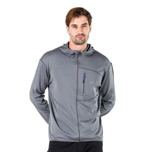 Woolona Woolona Hoodie - MAESTRO - 100% Merinowolle (Zip), Grau, – Produktbild 3 von 3