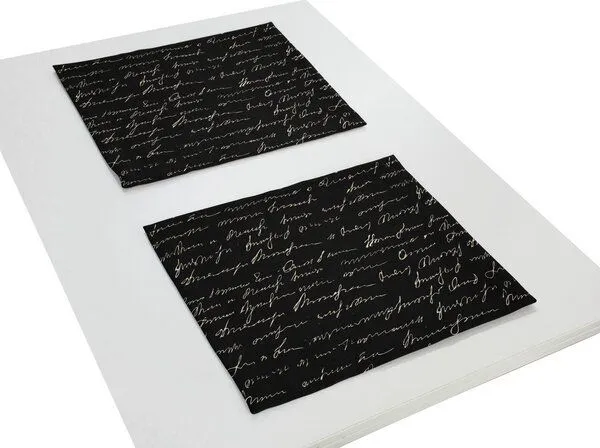Nature by Adam Nature by Adam Tischset 2er Pack aus Leinen und Bio-Baumwolle - Made in Germany - Scribble, Schwarz, – Produktbild 2 von 4
