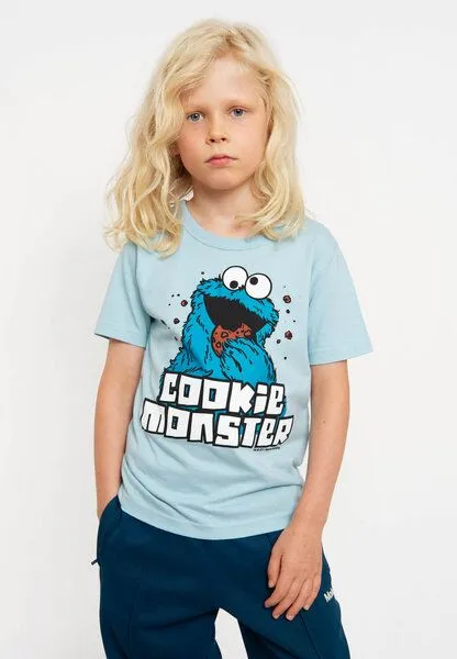 LOGOSH!RT LOGOSH!RT Sesamstrasse Krümelmonster Cookie Monster Kinder, Hellblau, – Produktbild 4 von 4