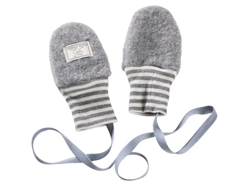 Pickapooh Pickapooh Baby und Kinder Fäustlinge Bio-Merinowolle Fleece grau Gr.1 (bis 9 Monate), Grau, – Produktbild 1 von 2