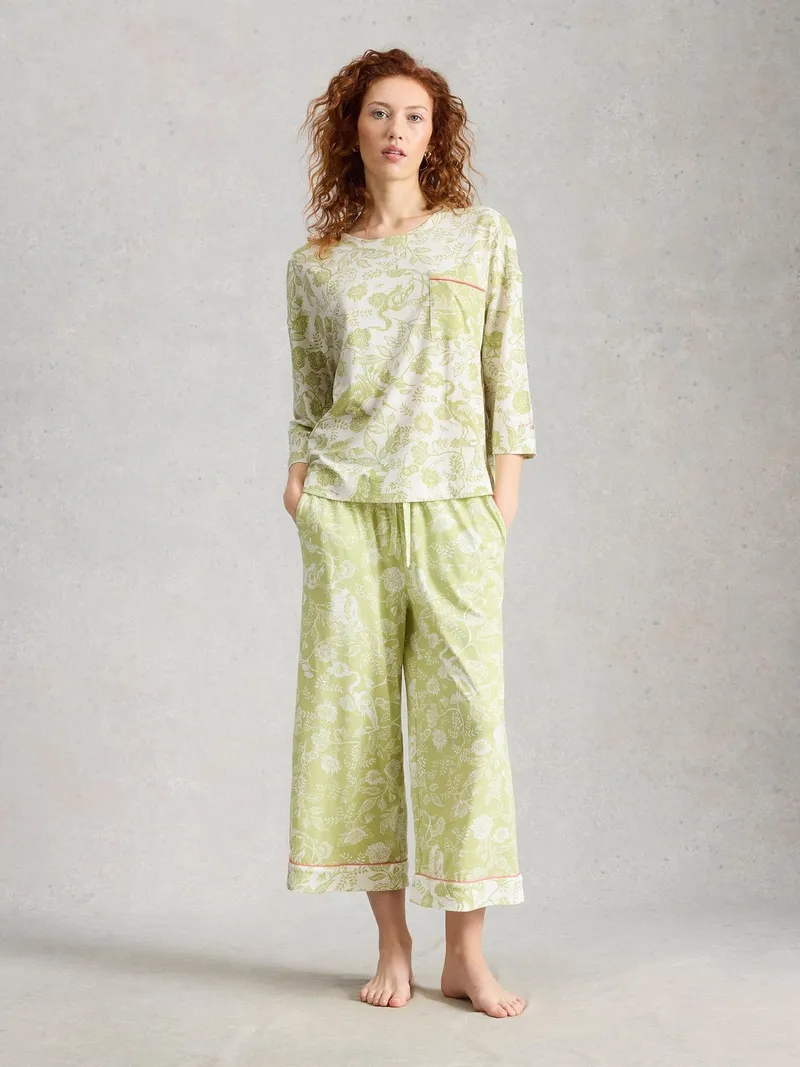 White Stuff Bedrucktes Pyjamatop Maya - XL, Grün print, – Produktbild 2 von 4