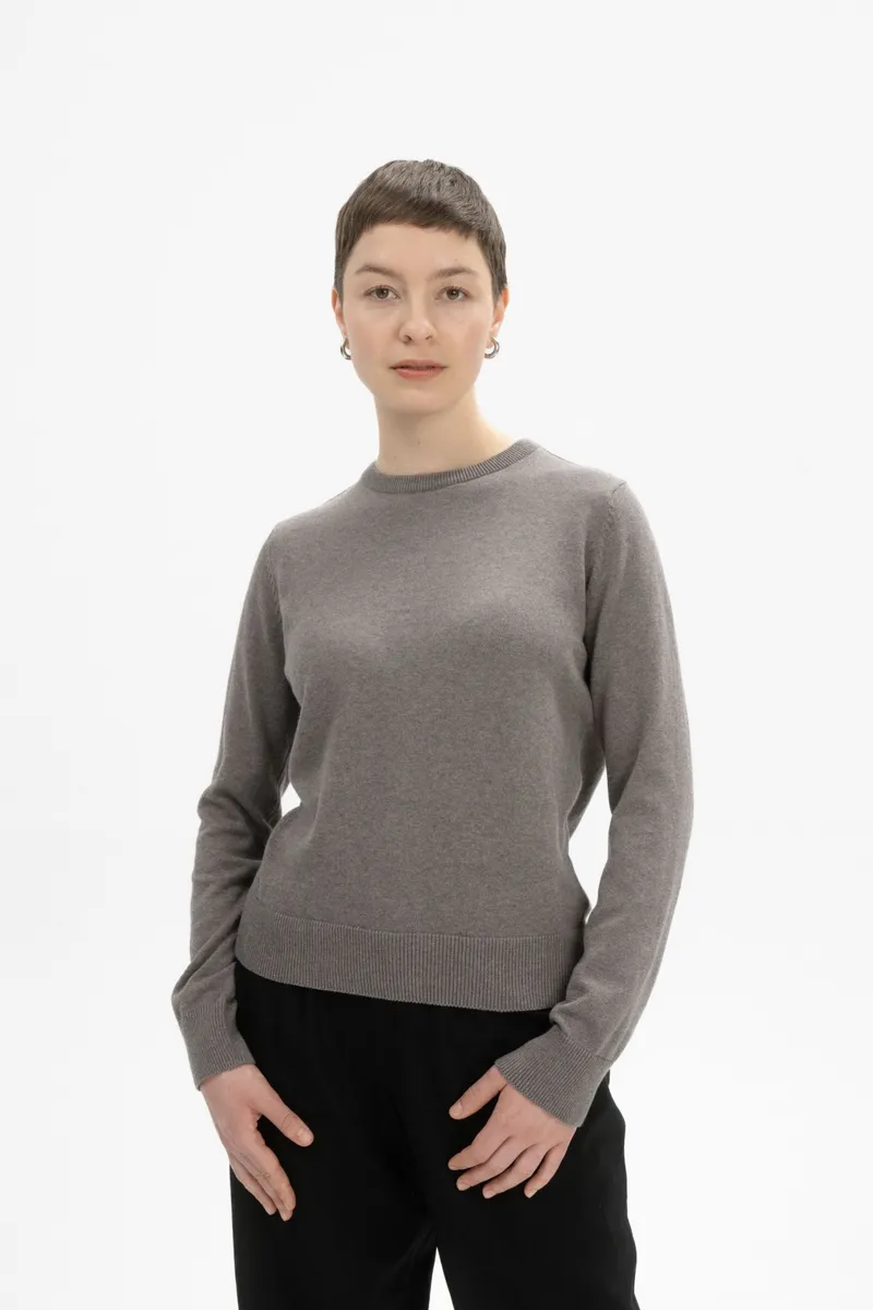 MELA MELA Damen vegan Strickpullover Dhana Bär Melange, Braun, – Produktbild 2 von 2