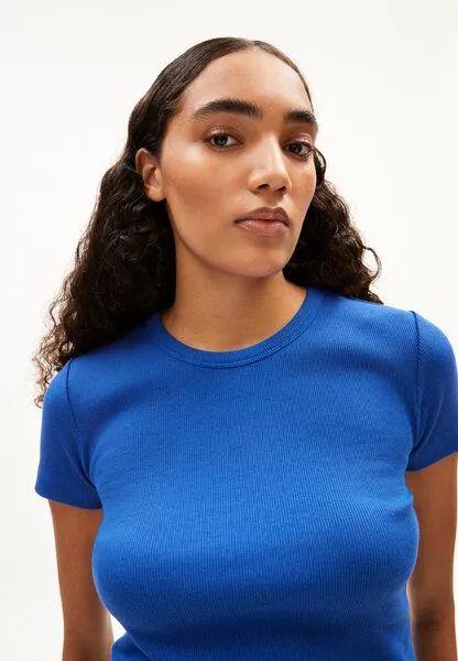 ARMEDANGELS ARMEDANGELS KARDAA Damen Ripp-T-Shirt aus Bio-Baumwoll Mix, Dynamo blue, – Produktbild 3 von 4