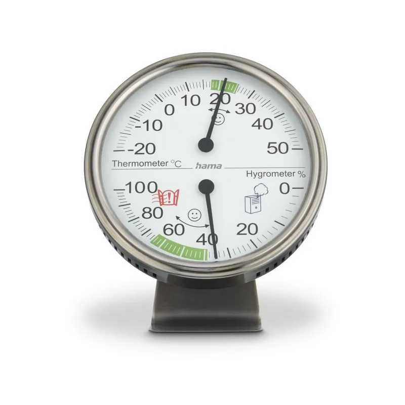 Hama Hama Thermometer und Hygrometer "Tahiti", Ø 11 cm, Silber – Produktbild 6 von 6