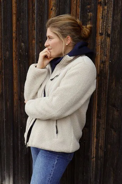 Kultgut Kultgut ProEarth- New Recycling Generation - Kuschelige Sherpa Fleecejacke / With Love, Beige, – Produktbild 1 von 4