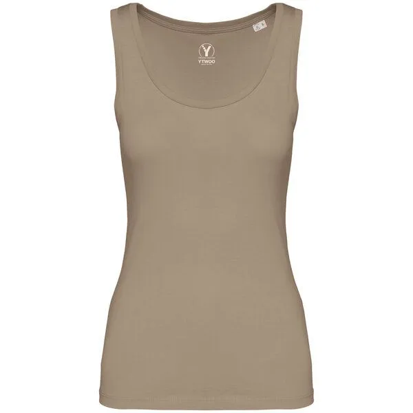 YTWOO YTWOO Damen Tank Top aus 100% Bio-Baumwolle, Beige, – Produktbild 3 von 4