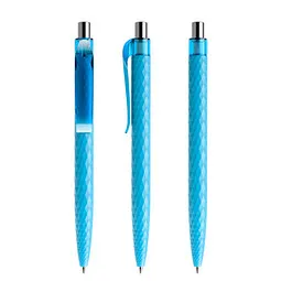 prodir prodir® Druckkugelschreiber QS01 PMT Push, blaue Mine, cyanblau/silber poliert – Produktbild 1 von 1