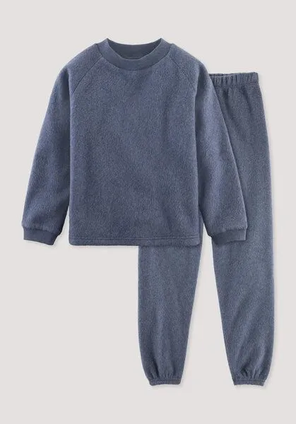 hessnatur hessnatur Fleece Pyjama Regular aus reiner Bio-Baumwolle, Graphitblau, – Produktbild 1 von 1