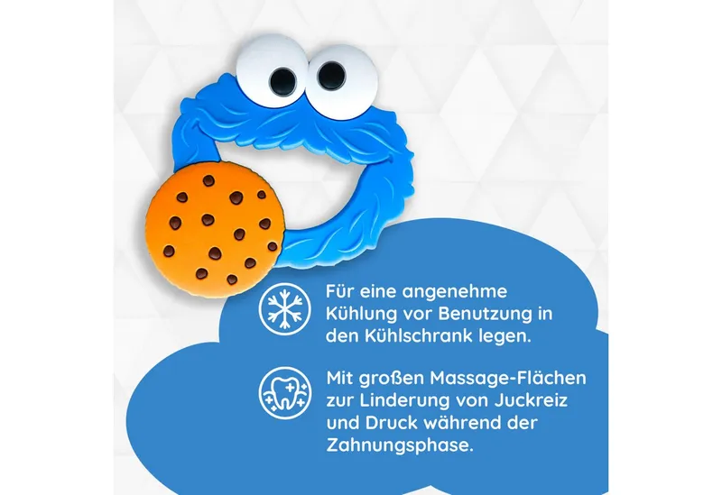 happybrush happybrush Beißring Baby Beißring - Sesamstraße - ab 4 Monate, - Kühlend, Blau, – Produktbild 5 von 5