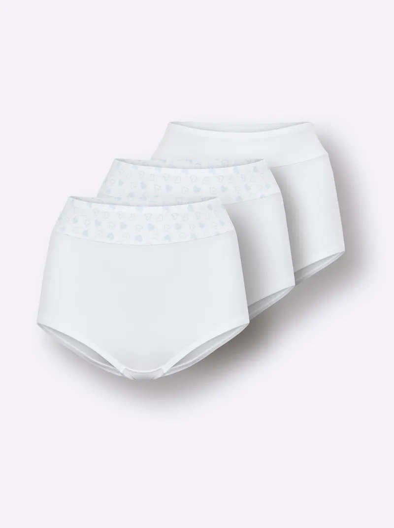 wäschepur Taillenslip 2x weiß-mint-bedruckt + 1x weiß, 2x weiß-mint-bedruckt + 1x weiß, – Produktbild 2 von 3