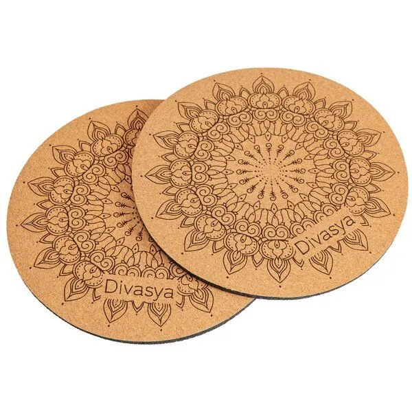 Divasya Divasya Yoga Komfort-Set: Yogamatte aus Kork & Naturkautschuk inklusive 2 Kniepads (Lotus / Pure), Natural, – Produktbild 2 von 4