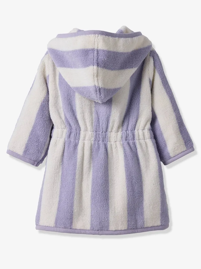 Vertbaudet Baby Bademantel STRANDKORB Capsule FAMILY personalisierbar, Violett gestreift, – Produktbild 2 von 2