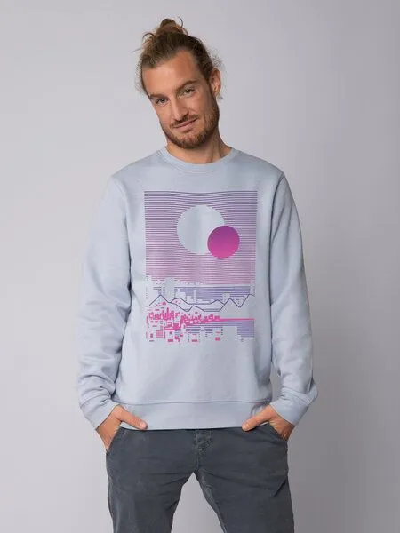 watapparel watapparel Sweatshirt Unisex Sun and Moon Skyline, Serene blue, – Produktbild 2 von 4
