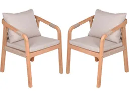 2er Pack Gartenstuhl "BOGOTA" Akazie geölt, Polyspun-Auflage beige-braun – Produktbild 1 von 1