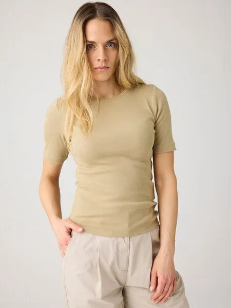 KnowledgeCotton Apparel KnowledgeCotton Apparel T-Shirt - Rib t-shirt - aus Bio-Baumwolle, Grün (twill), – Produktbild 1 von 4