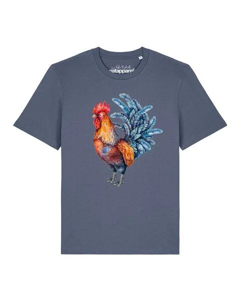 watapparel watapparel T-Shirt Unisex Grimmiger Gockel, Blue grey, – Produktbild 1 von 2