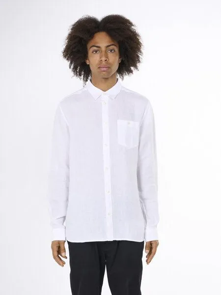 KnowledgeCotton Apparel KnowledgeCotton Apparel Regular Hemd aus Bio-Leinen - GOTS/Vegan, Weiss (bright) white, – Produktbild 1 von 4
