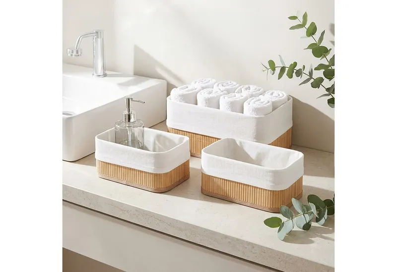RELAXDAYS RELAXDAYS Aufbewahrungskorb Bad 3 teiliges Set (3 St), Braun, – Produktbild 3 von 8