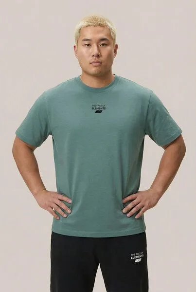 THE FACE OF ELEMENTS The Face of Elements Essential - Relaxed Fit T-Shirt aus 100% Bio-Baumwolle, Green bay (grün), – Produktbild 4 von 4