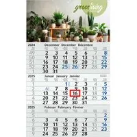 Dreimonatskalender "green & blue" inkl. 4-farbigem Aufdruck, hellgrau/blau – Produktbild 1 von 1