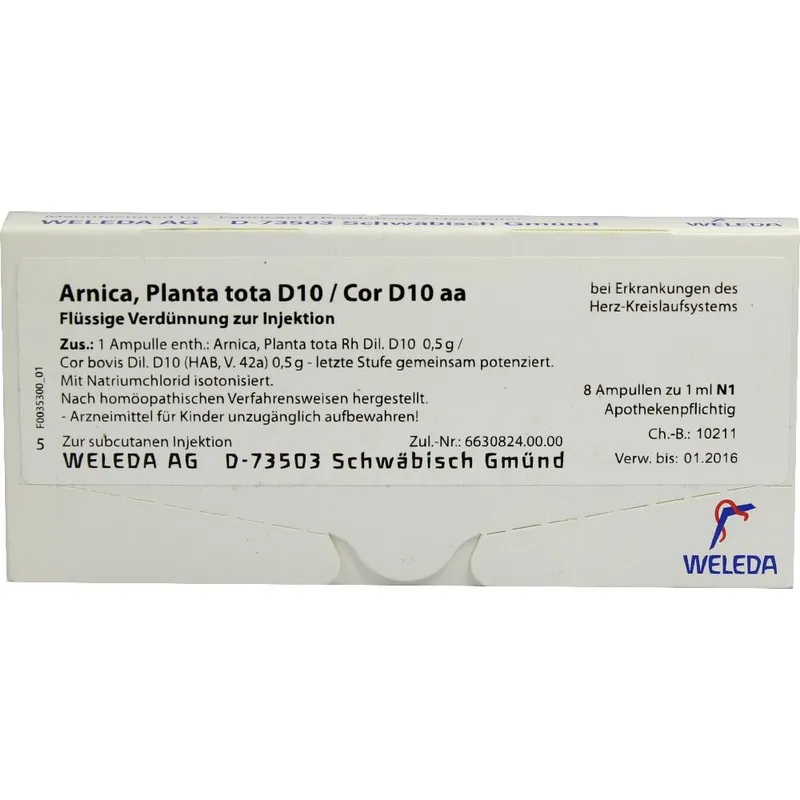 Weleda WELEDA ARNICA PLANTA tota D 10/Cor D 10 aa Ampullen 8X1 ml Ampullen – Produktbild 1 von 1