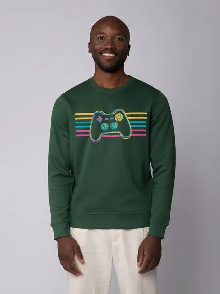 watapparel watapparel Sweatshirt Unisex Retro Joystick, Bottle green, – Produktbild 2 von 3