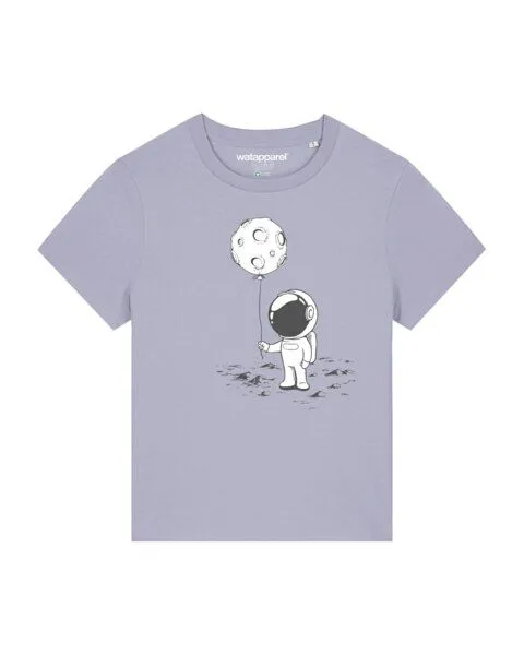 watapparel watapparel T-Shirt Frauen Kleiner Astronaut mit Luftballon, Lavender, – Produktbild 1 von 4