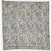 Der Lindwurm Der Lindwurm Kalamkari- Tuch (55x55 cm), Handdruck mit Pflanzenfarben, Gelb/grün/blau, – Produktbild 1 von 1