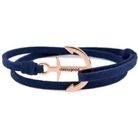 Classygood. Classygood. Anker Armband Edelstahl - Rosègold - Alcantara-Leder Band, Blau, – Produktbild 1 von 1