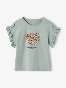 Vertbaudet T-Shirt mit kurzen Volantärmeln Mädchen salbei – Produktbild 1 von 1