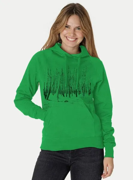 Peaces.bio - handbedruckte Biomode Peaces.bio - handbedruckte Biomode Damen Hoodie Woodland, Grün, – Produktbild 2 von 2