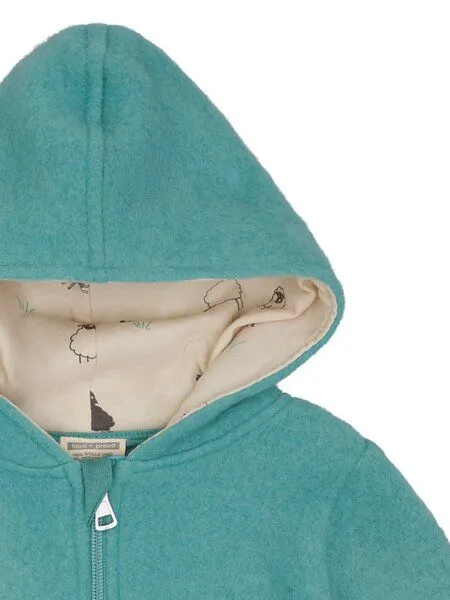loud + proud loud + proud Babys & Kinder Wollfleece-Jacke mit Kapuze, GOTS-zertifiziert, Oregano(grün), – Produktbild 3 von 3