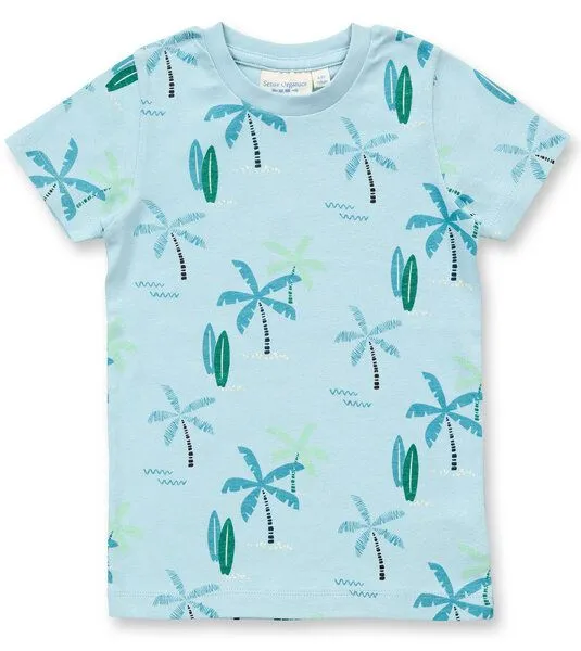 Sense Organics & friends in cooperation with GARY MASH Sense Organics & friends in cooperation with GARY MASH Kurzer Kinder Pyjama aus Biobaumwolle, Palmen (blau), – Produktbild 2 von 3