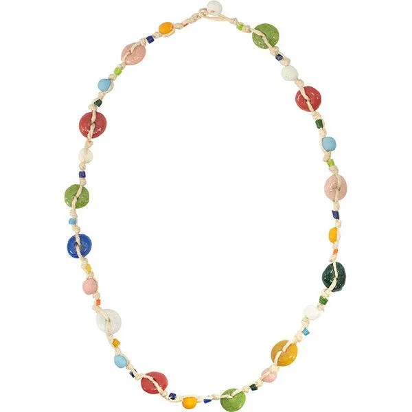 Global Mamas Global Mamas Upcycling Glasperlen Halskette - RAINBOW FIESTA HANF – Produktbild 1 von 2