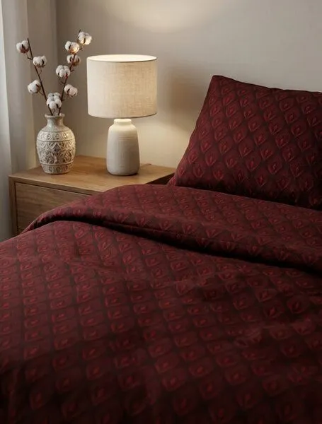 Nature by Adam Nature by Adam Bettwäsche 2tlg aus 100% Bio-Baumwolle - Made in Germany - Feathers, Rot, – Produktbild 1 von 3