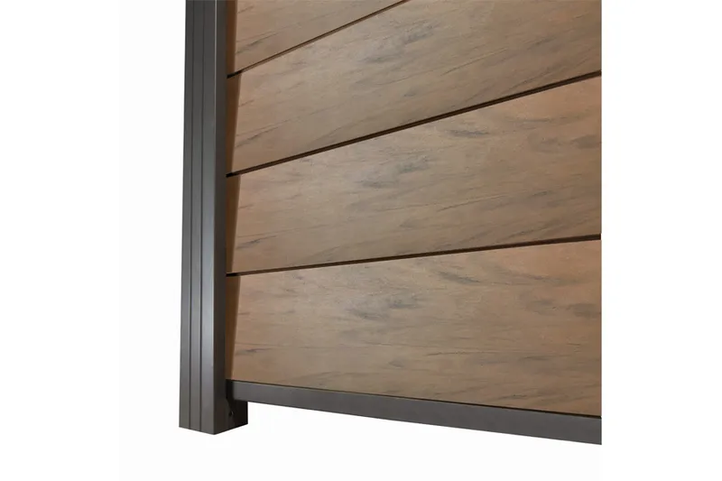 woodstore24 WPC Zaun / Sichtschutz / Steckzaun, 20 (S) x 1740 (H) x 1800 (B) mm, incl. Anfangs- und Abschlussleiste Modulares Zaunsystem in Keilspund Braun (ohne Pfosten) – Produktbild 1 von 1