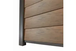 woodstore24 WPC Zaun / Sichtschutz / Steckzaun, 20 (S) x 1740 (H) x 1800 (B) mm, incl. Anfangs- und Abschlussleiste Modulares Zaunsystem in Keilspund Braun (ohne Pfosten) – Produktbild 1 von 1