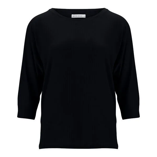 NATIVE SOULS NATIVE SOULS Lyocell 3/4-Arm Longsleeve Damen, Black, – Produktbild 2 von 3