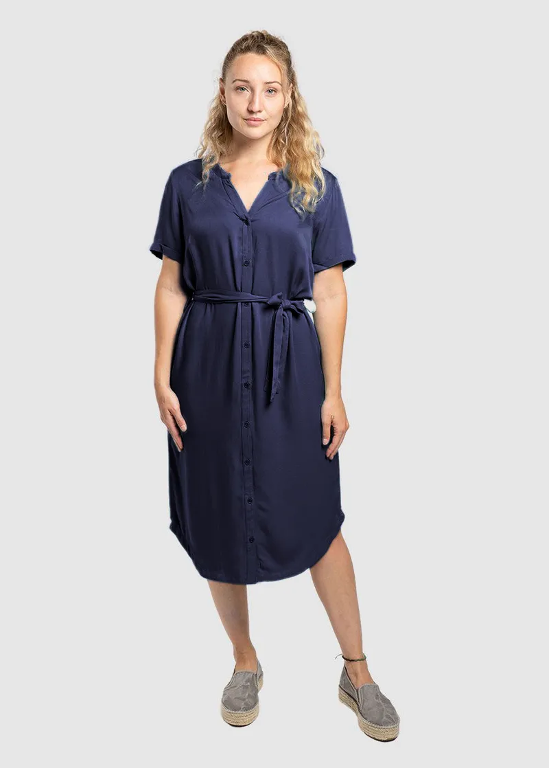 Zerum Ecovero Kurzarm-Kleid Modell: Finja, Navy, – Produktbild 1 von 1