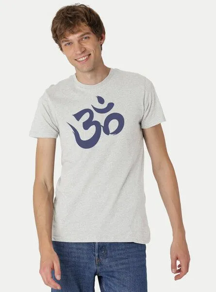 Peaces.bio - handbedruckte Biomode Peaces.bio - handbedruckte Biomode Fit T-Shirt "Om" Herren, Silbergrau, – Produktbild 2 von 3