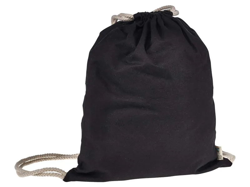 Memo memo Bio-Baumwoll-Turnbeutel, mit Fairtrade-Siegel, schwarz, 32 x 40 cm – Produktbild 1 von 2