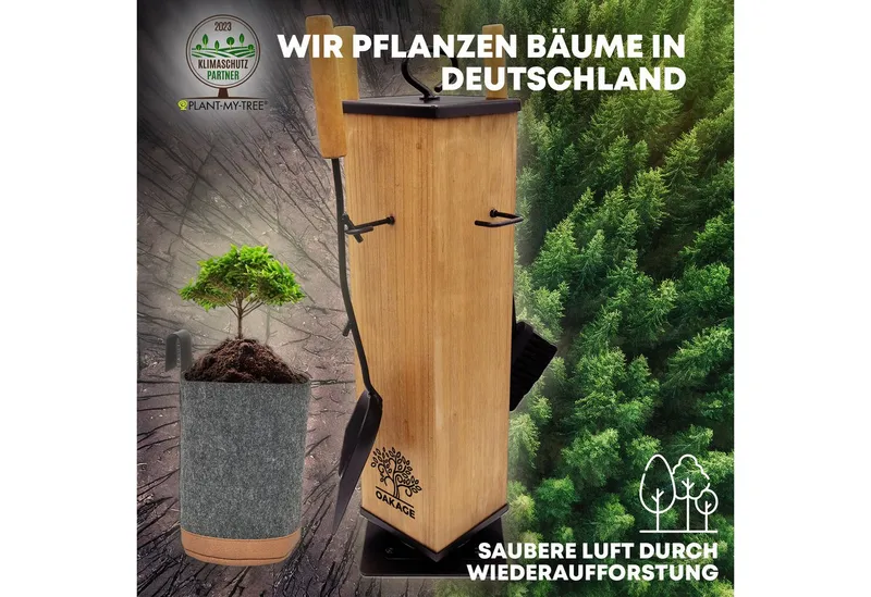 OAKAGE Kamingarnitur Kaminbesteck – Stilvolles Design trifft auf maximale Funktionalität, (Set), Drehbar, Grau, – Produktbild 5 von 5