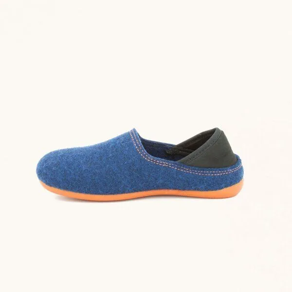 Gottstein Gottstein Kinder-Hausschuh Wool Slip-on Kids aus 100% Schurwolle mit rutschfester Gummisohle, Dunkel-blau, – Produktbild 4 von 4