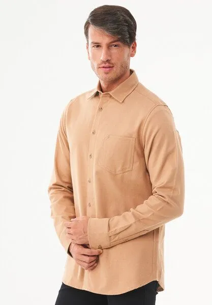ORGANICATION ORGANICATION Brushed Twill Hemd aus Bio-Baumwolle, Light brown, – Produktbild 4 von 4
