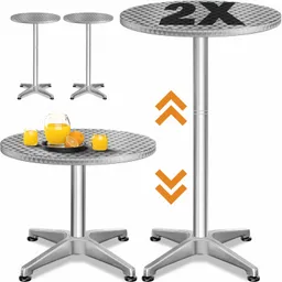 Casaria® Stehtisch 2er-Set Silber Alu Ø60cm höhenverstellbar – Produktbild 1 von 1